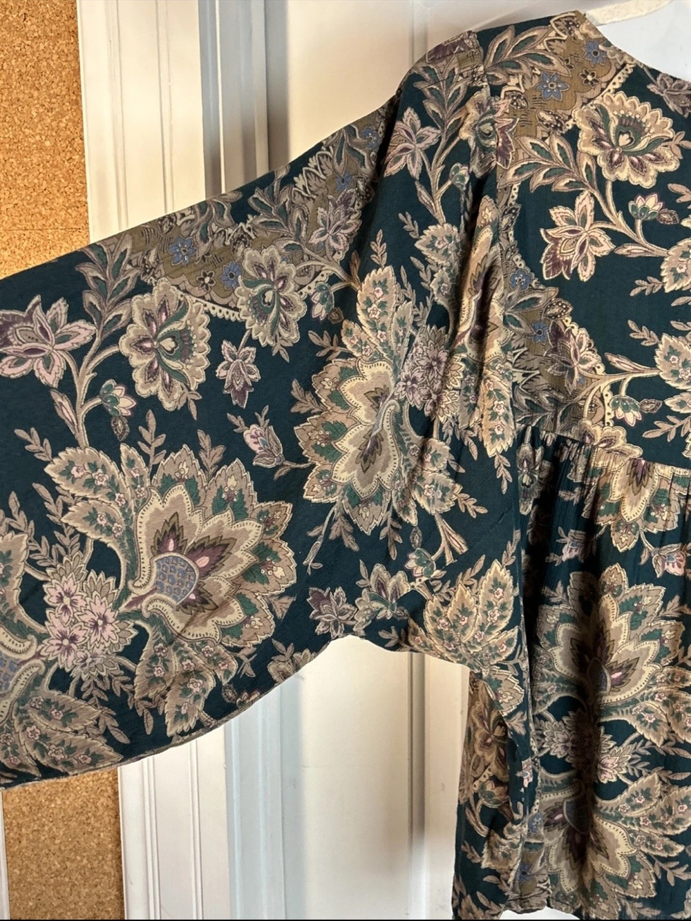 Denim & Supply Ralph Lauren Dark Green Floral Paisley Peasant Top - Picture 3 of 7